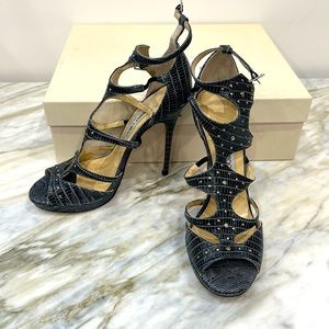 JIMMY CHOO LIZARD PRINT CHARCOAL 9 1/2